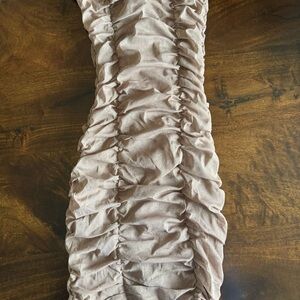 Ruched Tan Dress